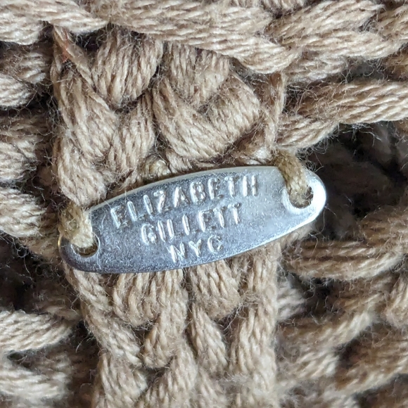 Elizabeth Gillett Tan Brown Knit Turtleneck Cowl Neck Poncho Cape OSFM - Picture 4 of 4